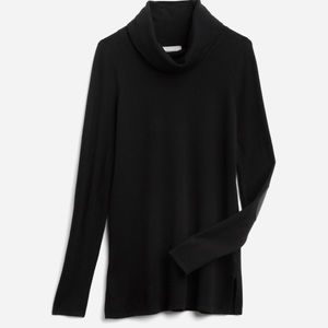 Evolution by Cyrus cowl neck elbow patch tunic
